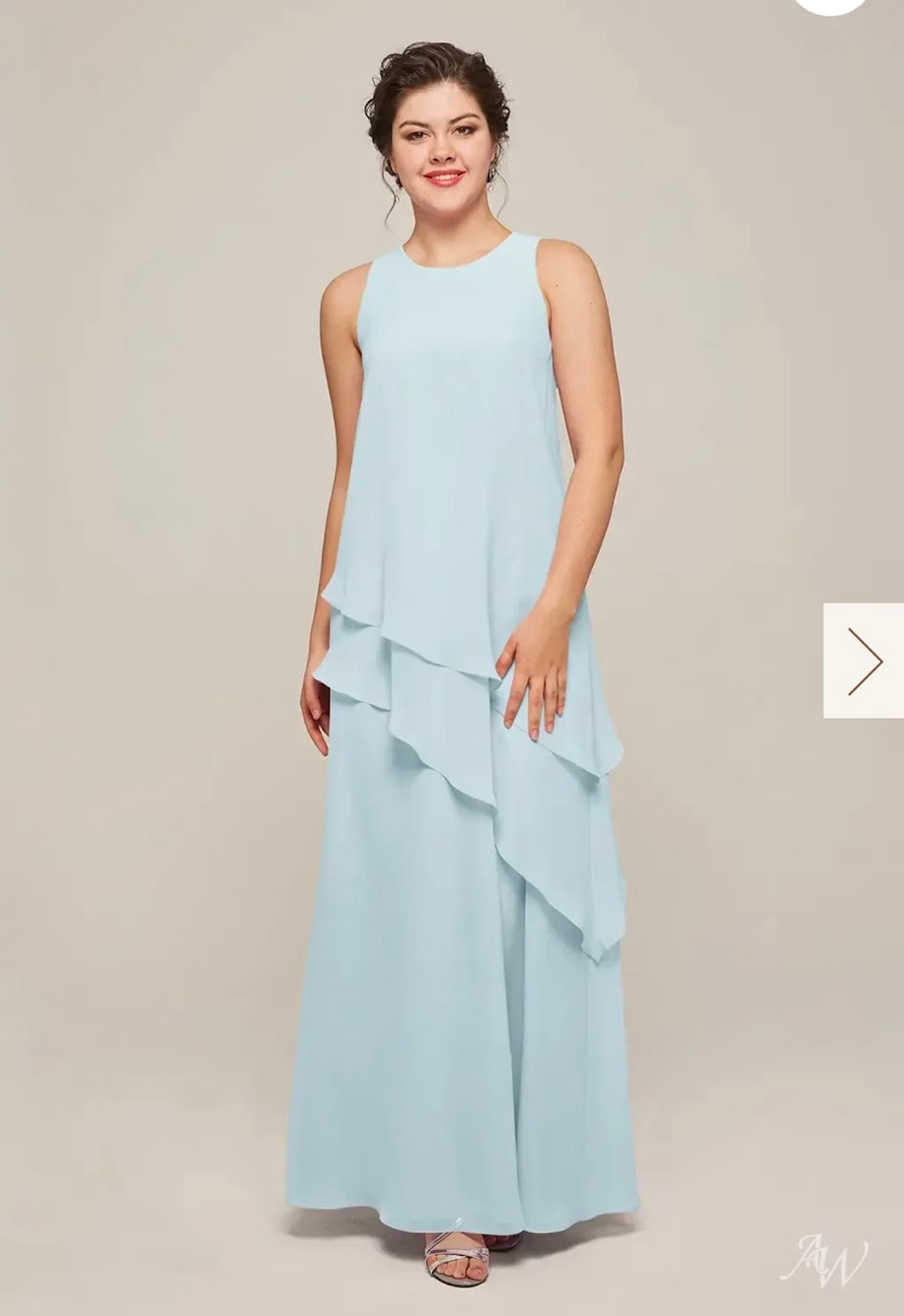 AW Bridal bridesmaids Sleeveless Tiered Chiffon Maxi Dress Adalia 12